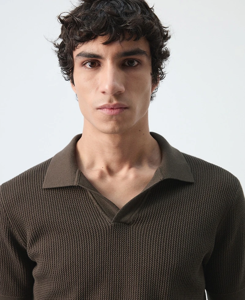 Mango Men's Cotton Knitted Structure Polo Shirt