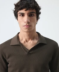 Mango Men's Cotton Knitted Structure Polo Shirt