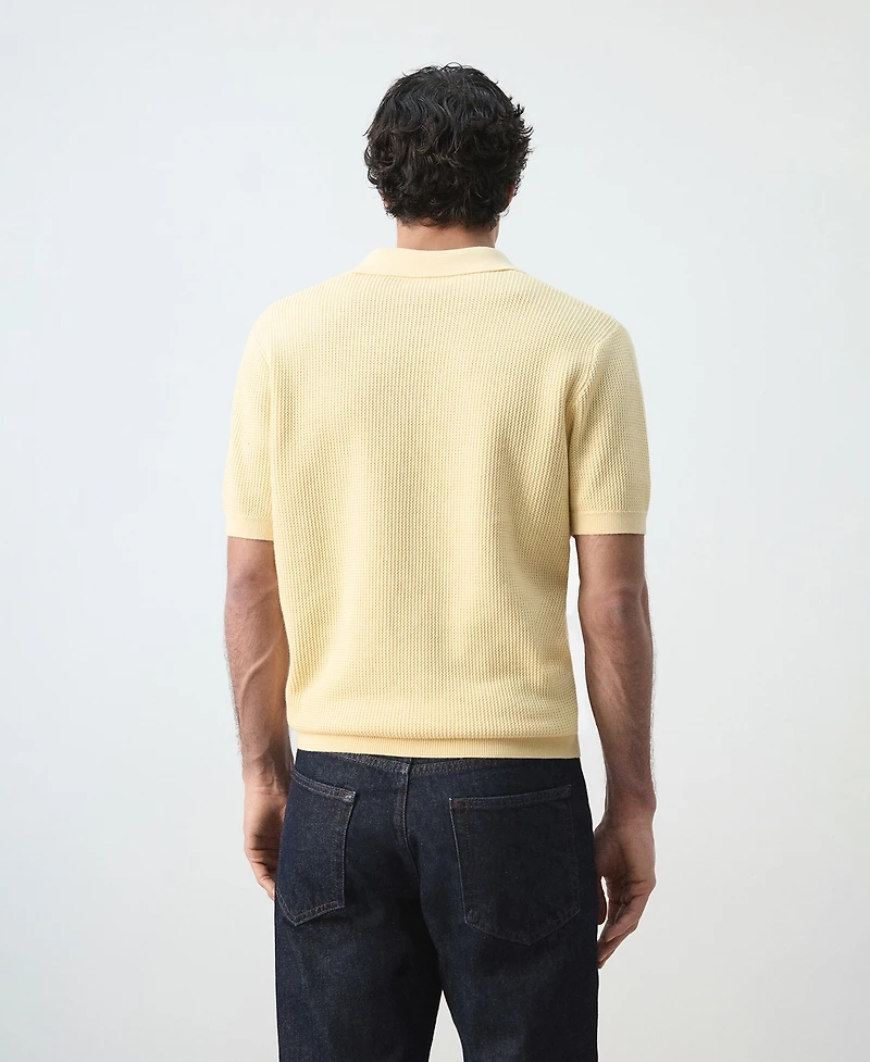 Mango Men's Cotton Knitted Structure Polo Shirt