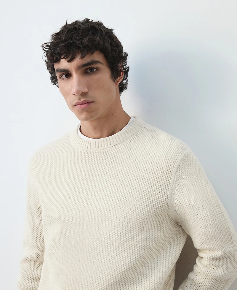 Mango Men's Medium-Knit Microstructure Sweater