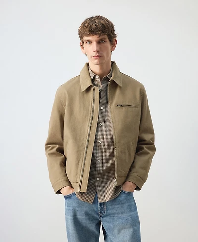 Mango Men's Corduroy Collar Denim Jacket