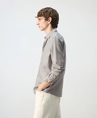 Mango Men's Regular Fit Striped Lyocell Shirt