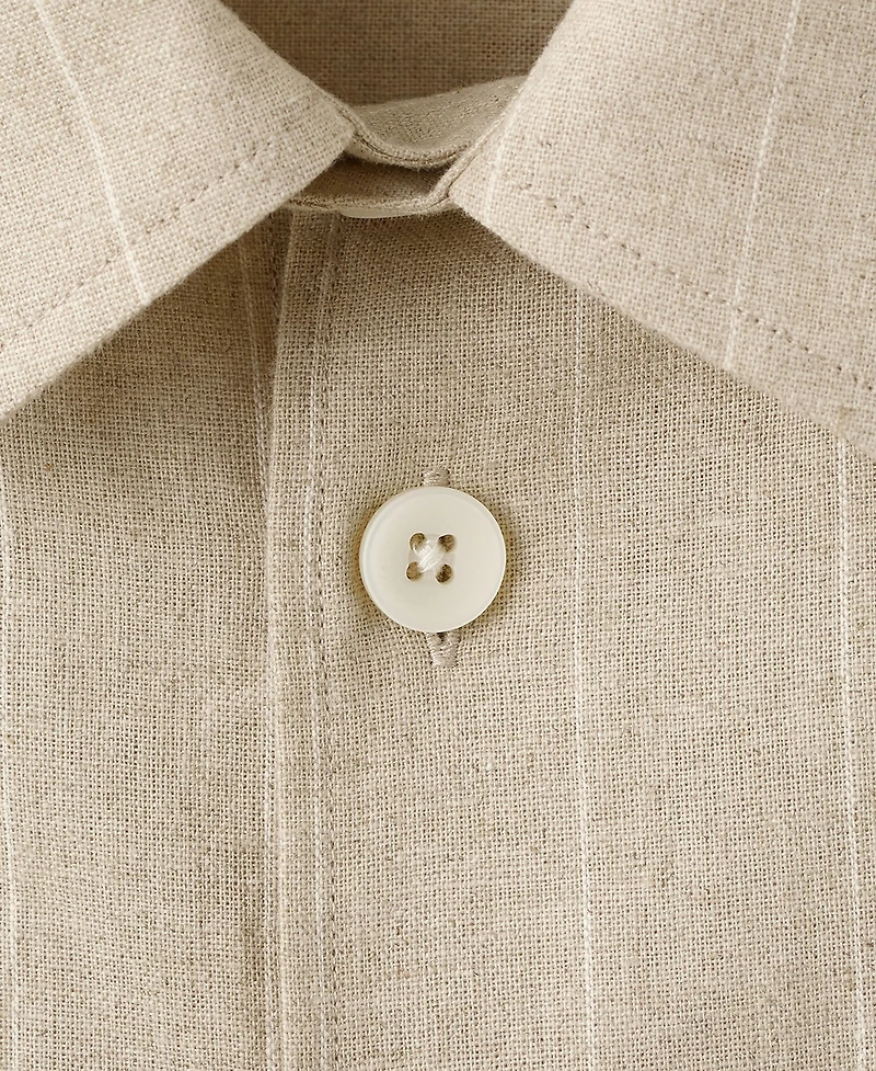 Mango Men's Linen and Cotton Blend Striped Shirt