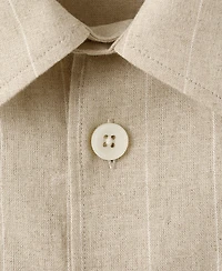 Mango Men's Linen and Cotton Blend Striped Shirt