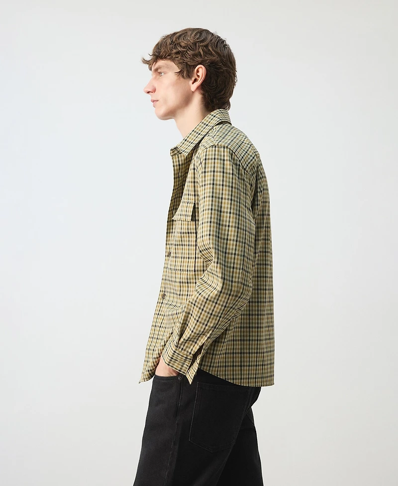 Mango Men's Plaid Print Button Jacket