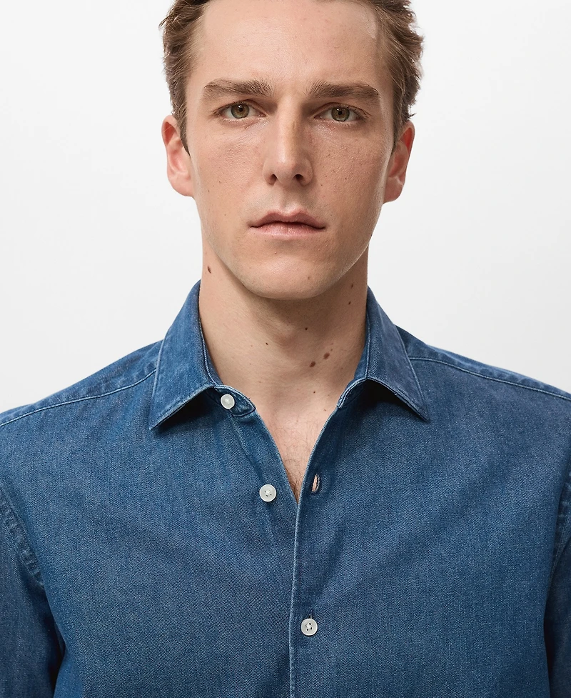 Mango Men's Cotton Denim Shirt