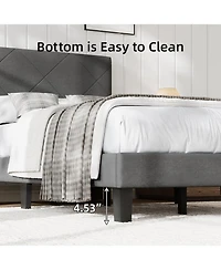 gaomon Noise-Free Upholstered Bed Frame – Twin Size Platform with Diamond-Stitched Headboard, Sturdy Wooden Slats, Easy Assembly, Durable Mdf