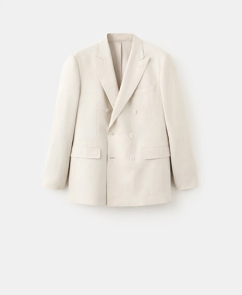 Mango Men's Amalfi Linen Slim-Fit Double-Breasted Suit Blazer