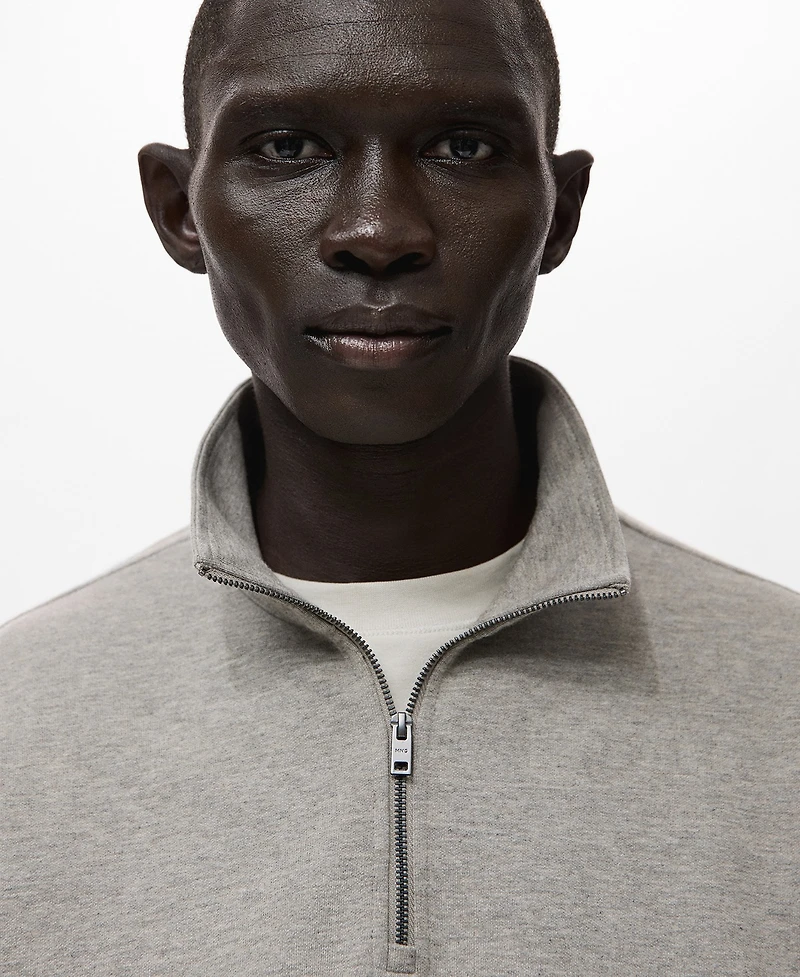 Mango Men's Regular-Fit Zipper-Neck Sweatshirt