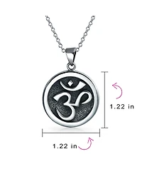 Bling Jewelry Spirtual Sanskrit Symbol Medallion Aum Om Ohm Necklace Pendant .925 Sterling Silver