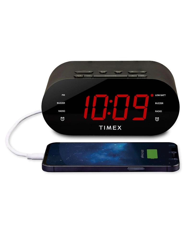 iHome Timex T232 Dual-Alarm Fm Usb Charging Alarm Clock Radio