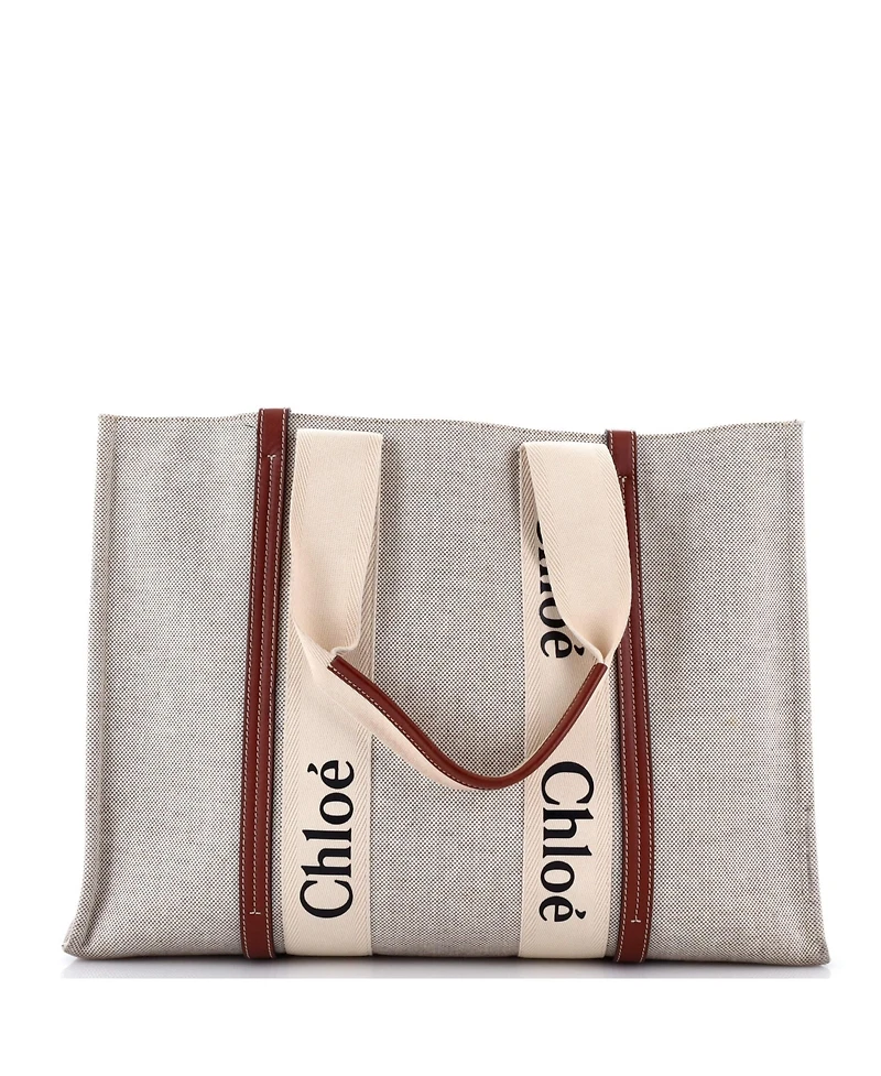 Pre-Owned Chloe Large Woody Tote Canvas with Leather