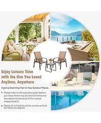 Gymax 3PCS Outdoor Bistro Set Patio Conversation w/ Adjustable Backrest