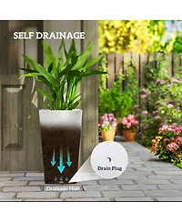 Outsunny Set of 3 Tall Planters, Indoor and Outdoor Flower Pot Set