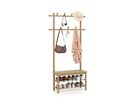 Slickblue Pe Rattan Hall Tree Coat Rack with Bench and Shoe Storage