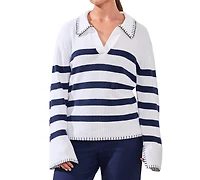 Tribal Women's Striped Polo Sweater