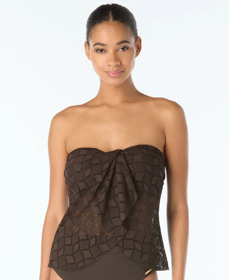 Vince Camuto Women's Crochet Draped Tankini Top