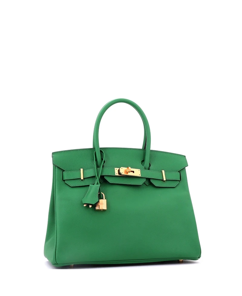 Pre-Owned HERMES Birkin 30 Handbag Green Epsom with Gold Hardware