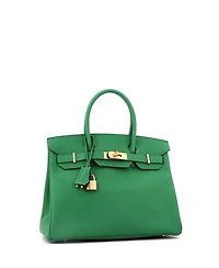 Pre-Owned HERMES Birkin 30 Handbag Green Epsom with Gold Hardware