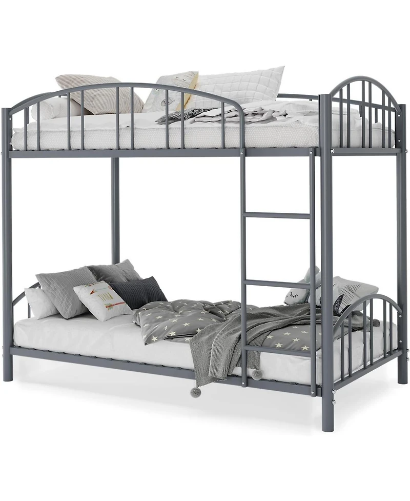 gaomon Metal Bunk Bed Twin Over Twin, Heavy Duty Bunkbeds Frame with Arched Guardrail and Safety Ladder