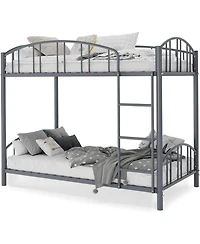 gaomon Metal Bunk Bed Twin Over Twin, Heavy Duty Bunkbeds Frame with Arched Guardrail and Safety Ladder