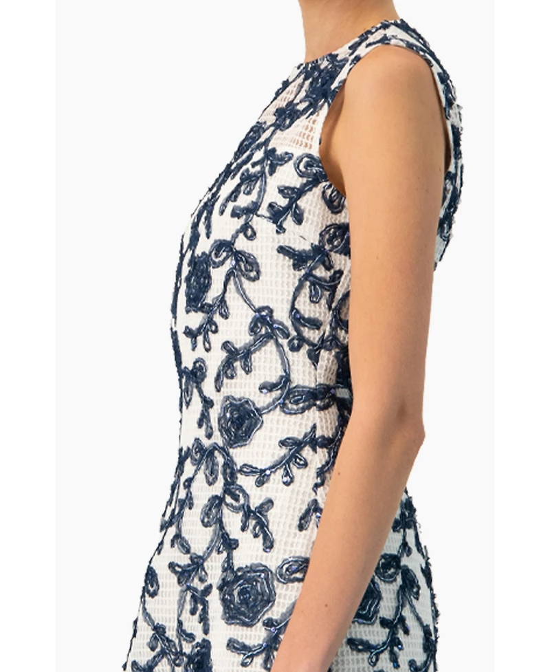 Ivonne Women's Sleeveless Embroidered A-Line Dress