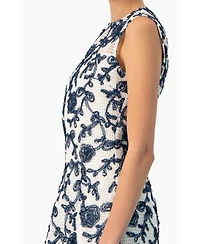 Ivonne Women's Sleeveless Embroidered A-Line Dress