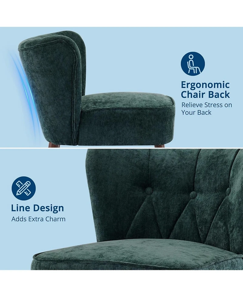 gaomon Modern Upholstered Accent Chair with Curved Back and Wood Legs