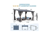 Aecojoy 12'x10' Wall Gazebo with Curtains and Mosquito Netting