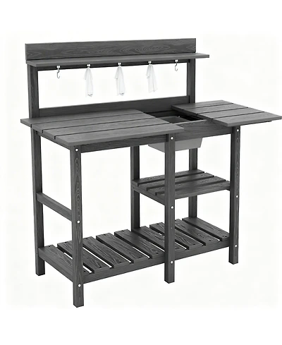 Yigii Beautiful outdoor potting rack with sink and sliding table for gardening