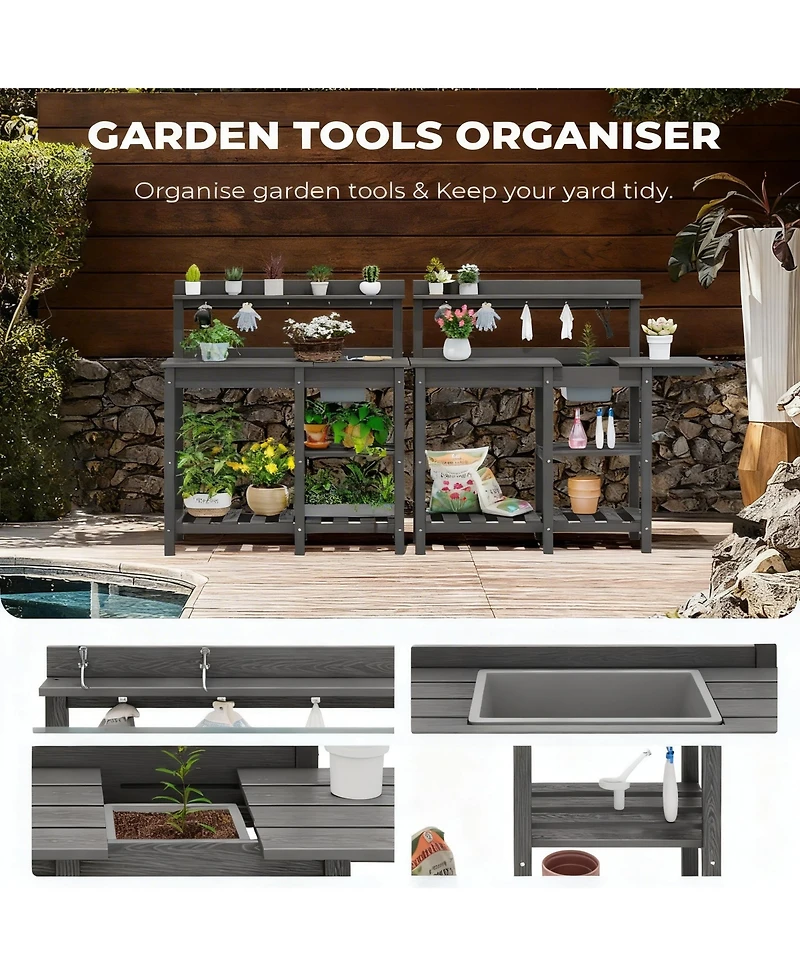 Yigii Beautiful outdoor potting rack with sink and sliding table for gardening