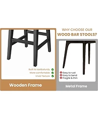 gaomon 26.2" Bar Stools Set of 4, Modern Upholstered Kitchen Stools with Low Back, Footrest & Wood Legs, Counter Height for Kitchen or Dining