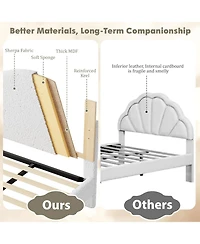 gaomon Bed Frame with Upholstered Headboard, Soft Low Profile Sturdy Platform Bed with Rounded Corners Design, Heavy Duty, Wooden Slats