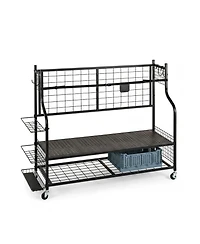 Heavy-Duty 4-Bag Golf Stand with Accessory Storage & Club Rack for Garage, Golf Club, Basement