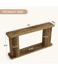 Tribesigns 63" Long Console Table, Mid Century Modern Behind Couch Sofa Table with Shelves