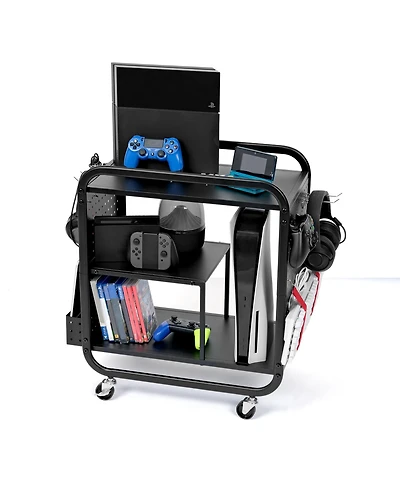 Mythinglogic Gaming Station Organizer, Metal Game Controller Holder, Video Game Console Storage Rack, Game Organizer Storage