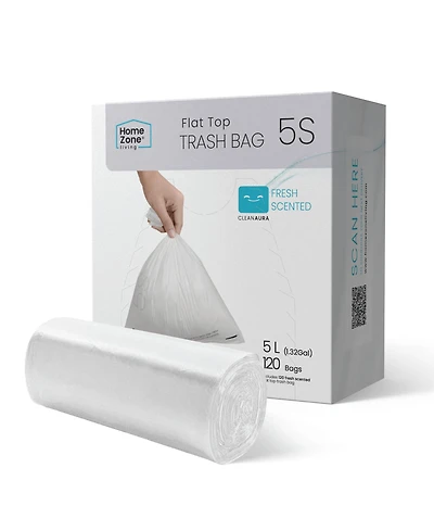 Home Zone Living Code 5S Small Trash Bags Custom Fit for 1.3 Gallon Wastebaskets, 120-Count