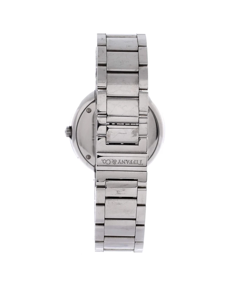 Pre-Owned Tiffany & Co Atlas Quartz Watch in Stainless Steel with Diamond Markers and Mother of Pearl 34mm