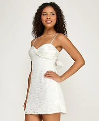 City Studios Juniors' Corded Sweetheart Neck Dress