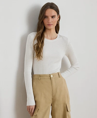 Lauren Ralph Women's Mini-Cable Crewneck Sweater