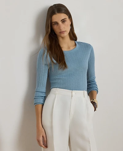 Lauren Ralph Women's Mini-Cable Crewneck Sweater