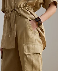 Lauren Ralph Women's High Rise Wide Leg Cargo Pants