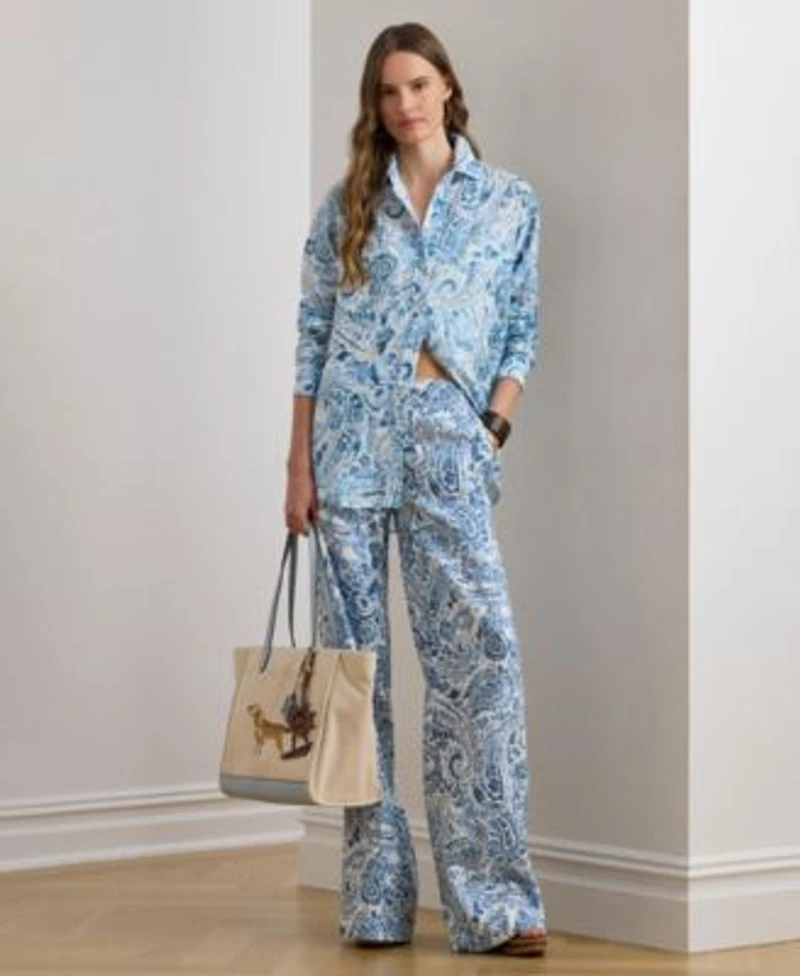 Lauren Ralph Lauren Womens Mid Rise Wide Leg Pants