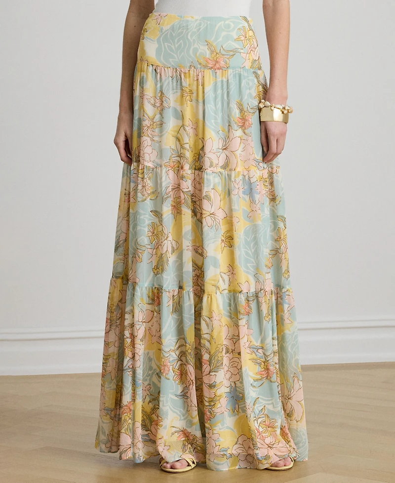 Lauren Ralph Women's Floral Tiered Maxi Skirt