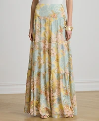 Lauren Ralph Women's Floral Tiered Maxi Skirt