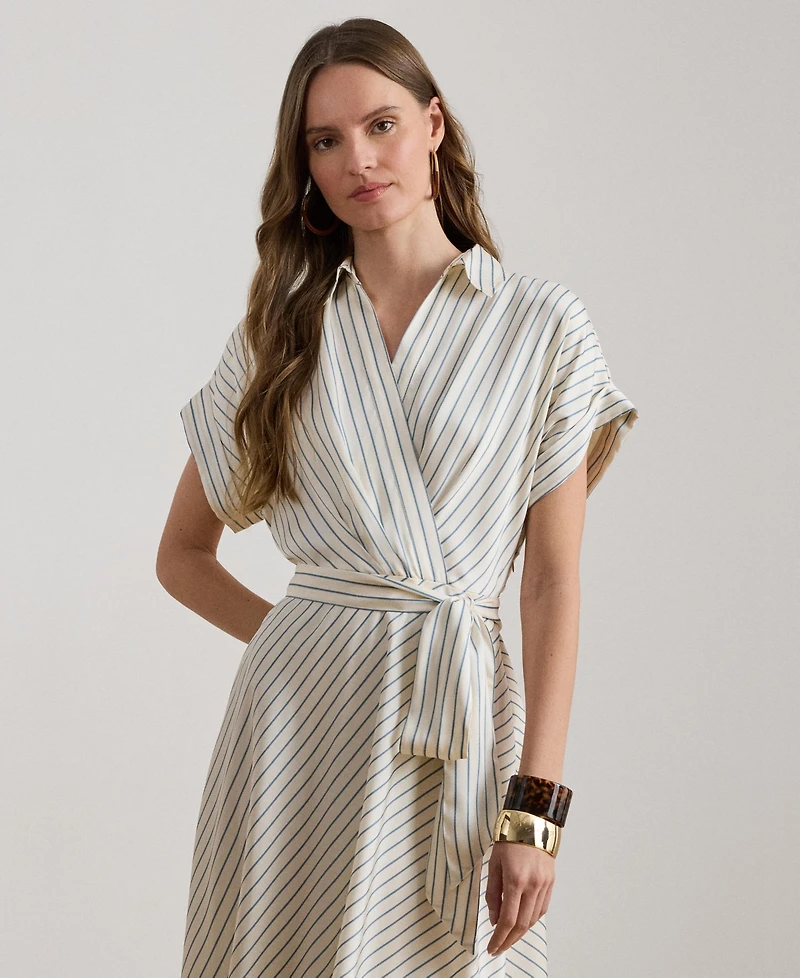 Lauren Ralph Women's Striped Belted Twill Dress
