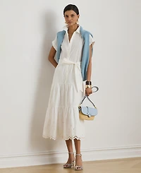 Lauren Ralph Women's Short-Sleeve Tiered Shirt Dress