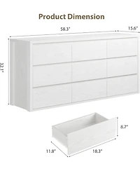 gaomon 9 Drawer Dresser for Bedroom, Wide Modern Chest of Drawers, Large Wood Dresser Wooden Storage Organizer for Living Room