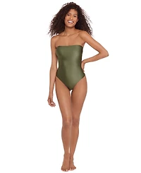 Steve Madden Women's Bandeau Neck One-Piece Swimsuit