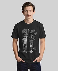 Beavis and Butthead Mtv Men's Rocking' Out Sketch Logo Short Sleeve T-Shirt